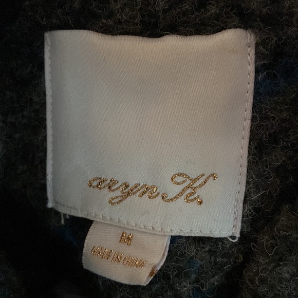 EUC Aryn K. Gray Plaid Wool Cardigan Asymmetrical Jacket Size M - Picture 2 of 15